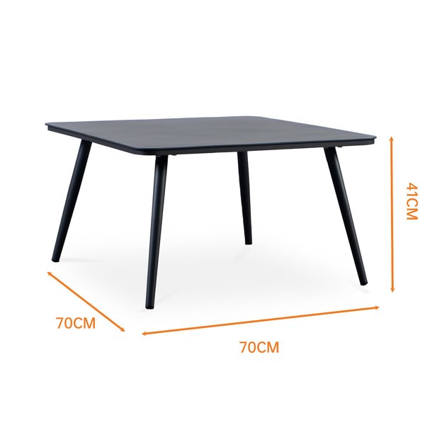 Tisch “Menorca” quadratisch mit 4 Beinen, quadratischer Couchtisch